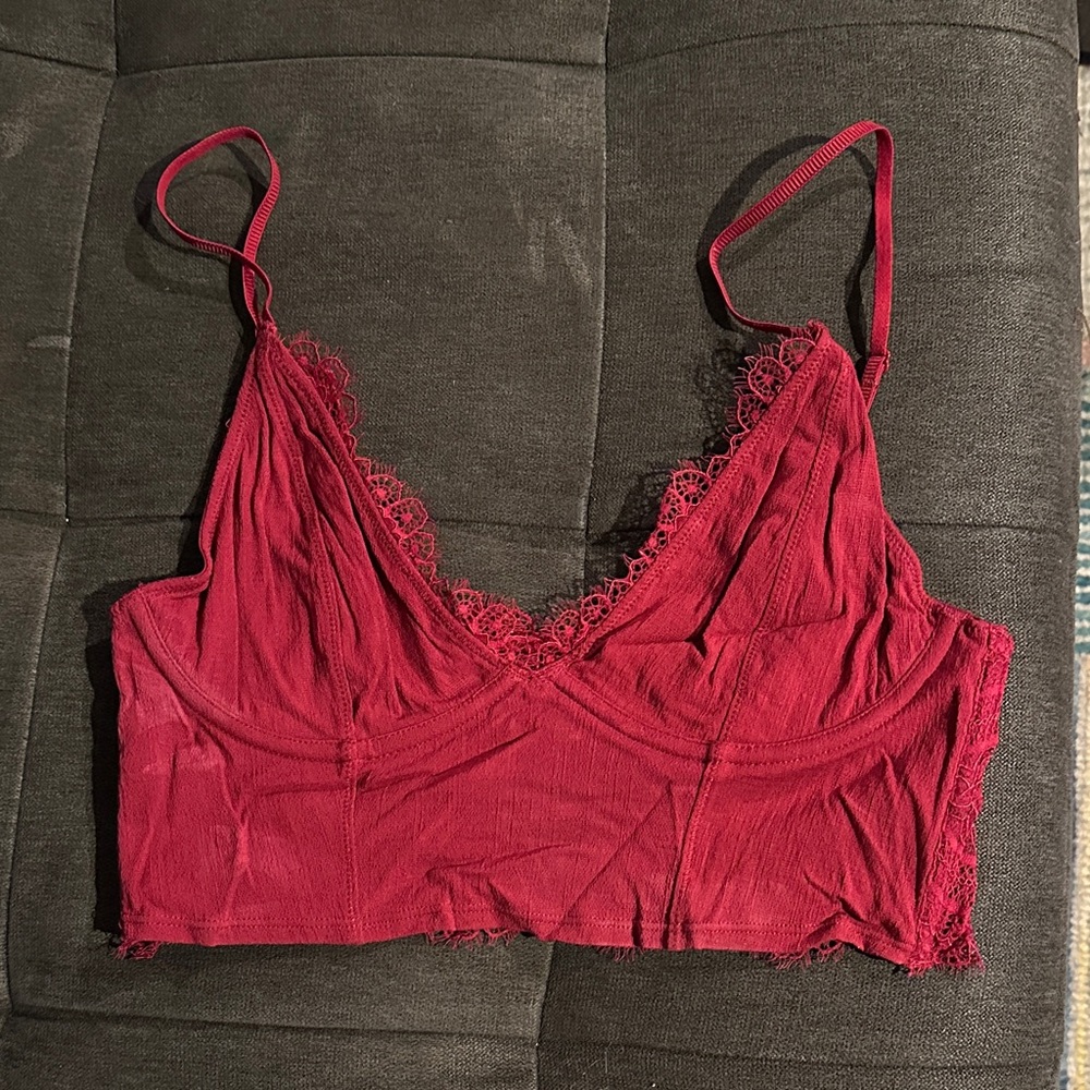 Free People Burgundy Lace Bralette
